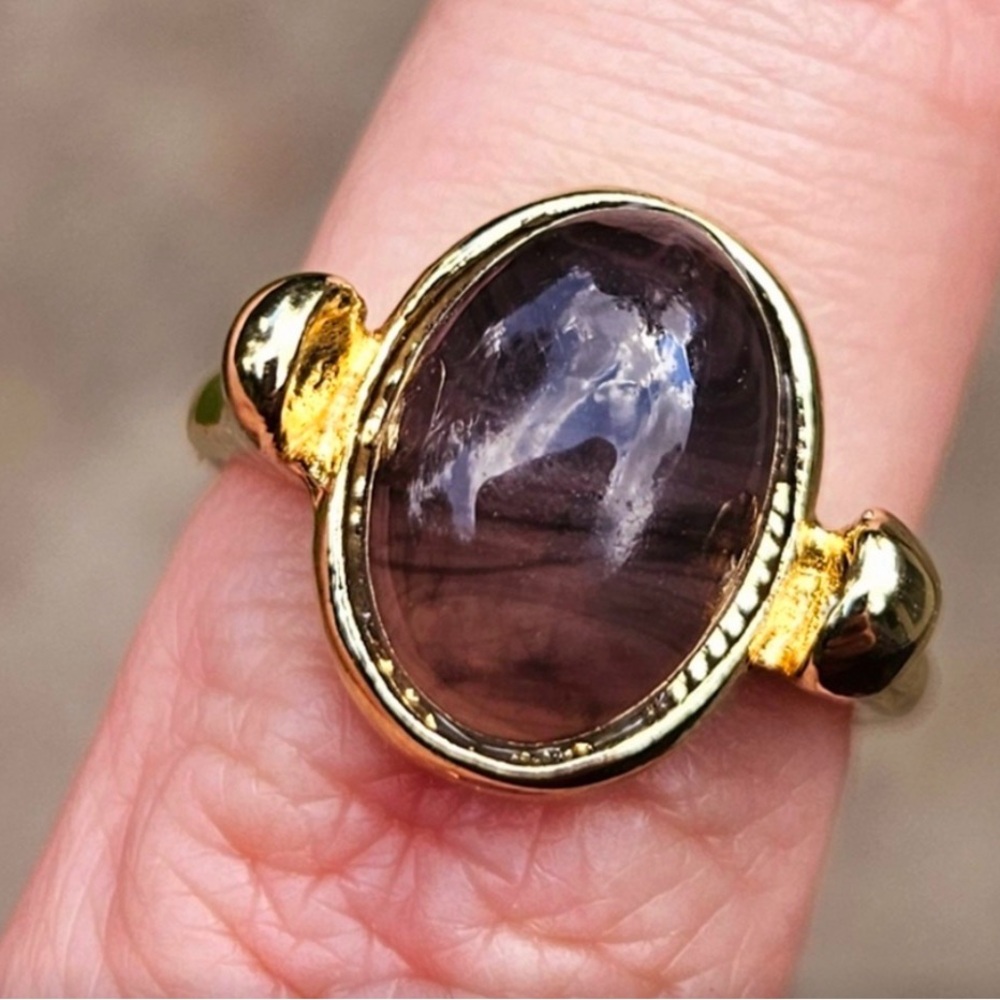 Dark Stone Gold Ring Size 6.5 Ring